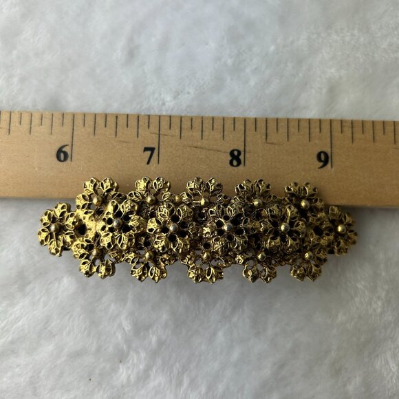 French Vintage Barrette Gold Tone Filigree Hair Clip main image 9